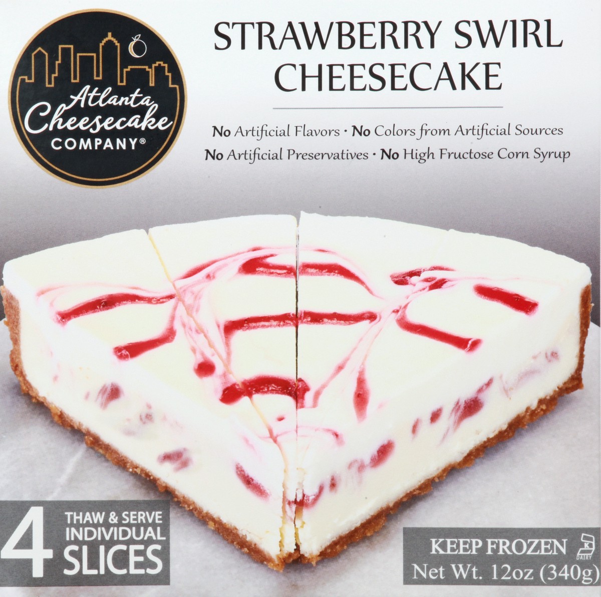 slide 3 of 13, Atlanta Cheesecake Company Strawberry Swirl Cheesecke 4 ea, 12 oz