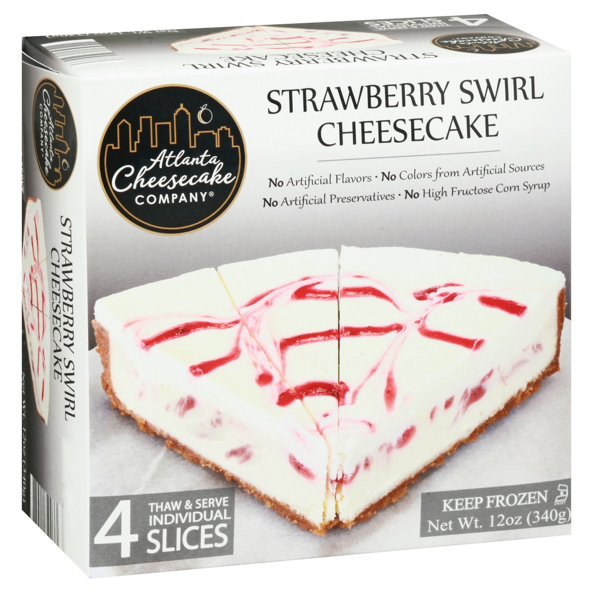 slide 13 of 13, Atlanta Cheesecake Company Strawberry Swirl Cheesecke 4 ea, 12 oz