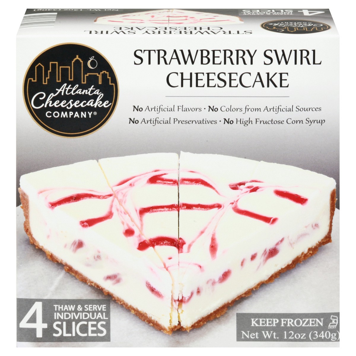 slide 1 of 13, Atlanta Cheesecake Company Strawberry Swirl Cheesecke 4 ea, 12 oz