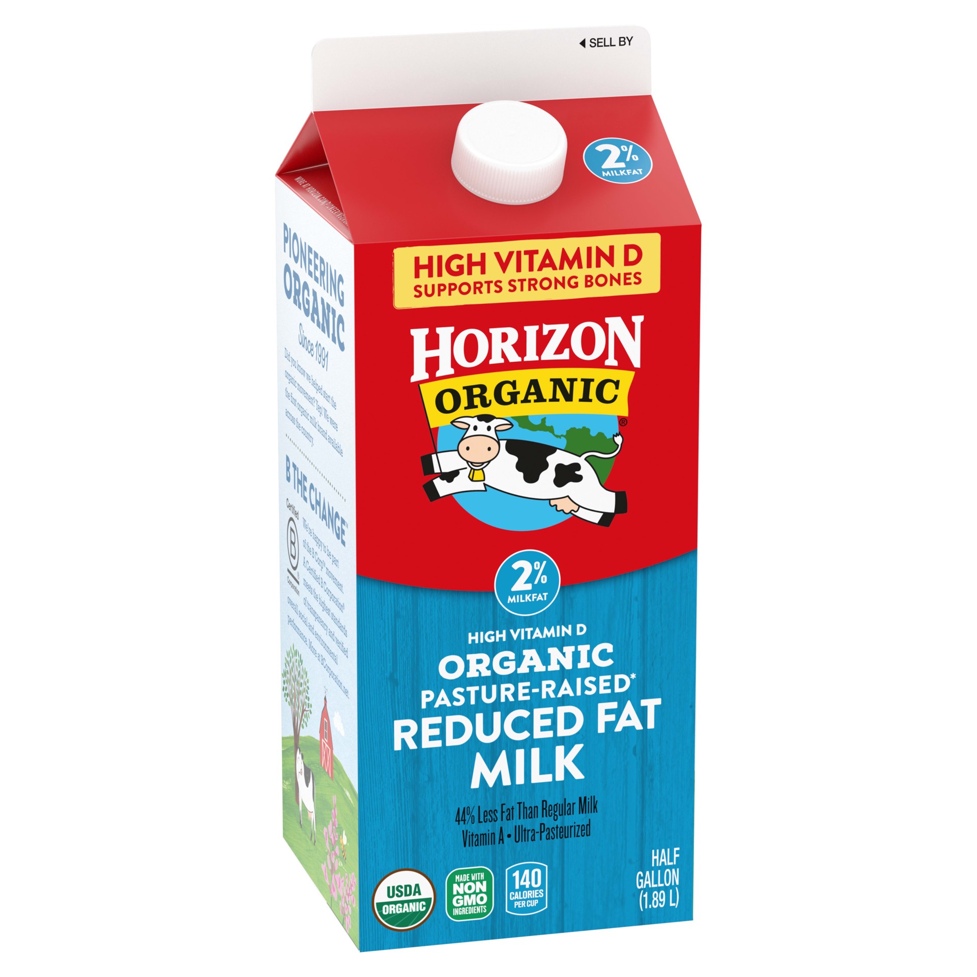 slide 4 of 5, Horizon Organic 2% Reduced Fat Milk, High Vitamin D, Half Gallon, 