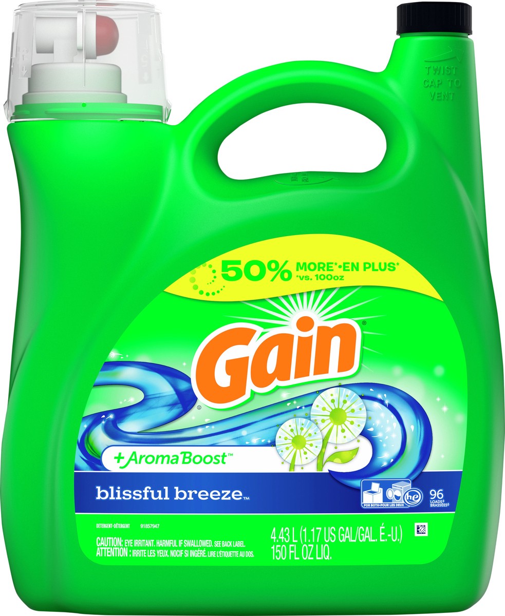 slide 4 of 4, Gain + Aroma Boost Blissful Breeze Detergent 4.43 lt, 4.43 lt
