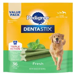 Pedigree Dentastix Mint Fresh Flavor Dental and Hard Chewy Dog Treats for Large Dog - 29.9oz/36ct