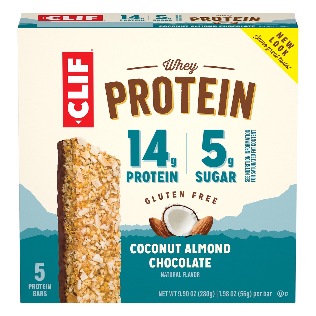 slide 1 of 9, CLIF Whey Protein Bar - Coconut Almond Chocolate, 5 ct