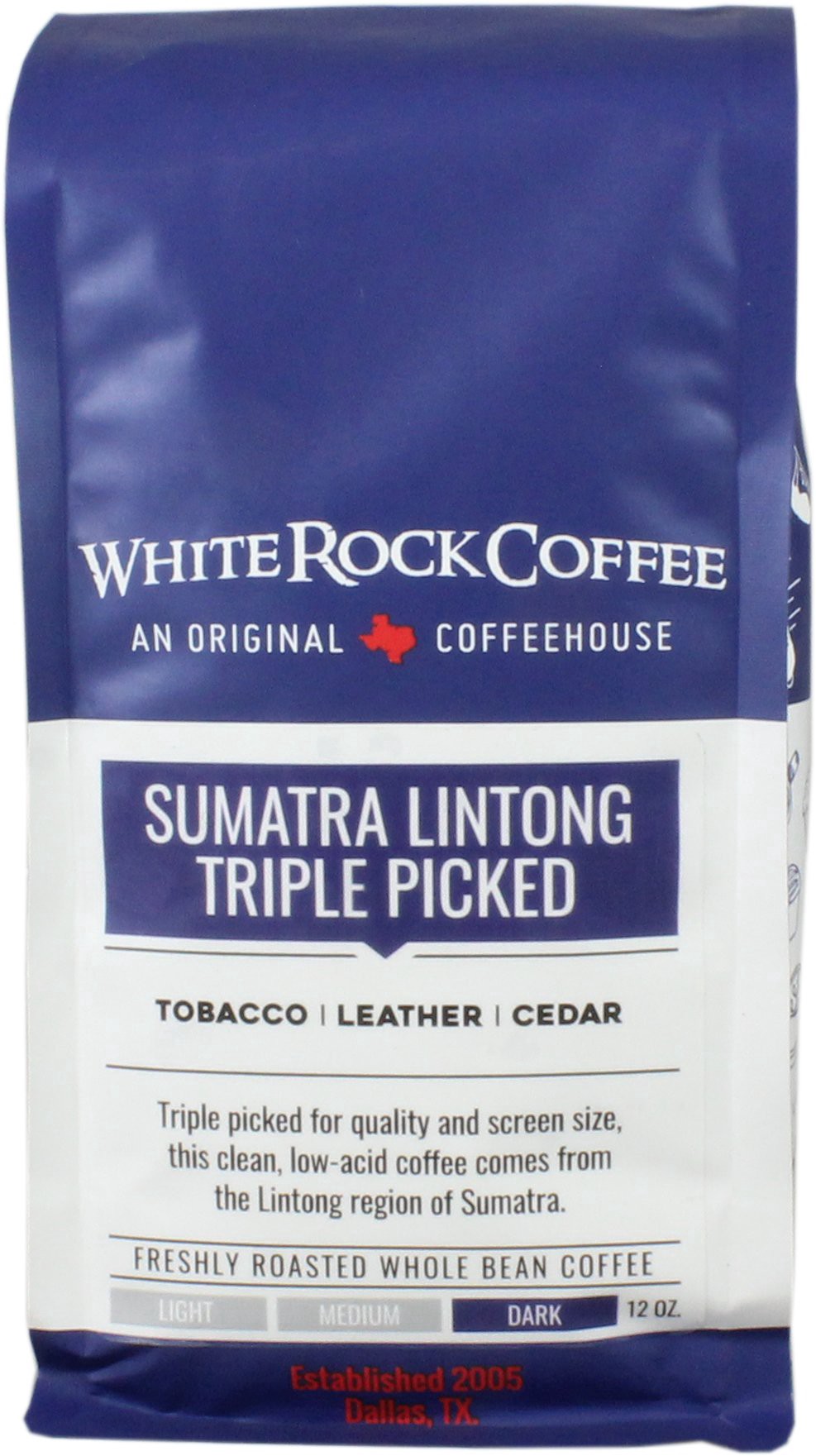 slide 1 of 1, White Rock Sumatra Lintong Whole Bean Coffee, 12 oz