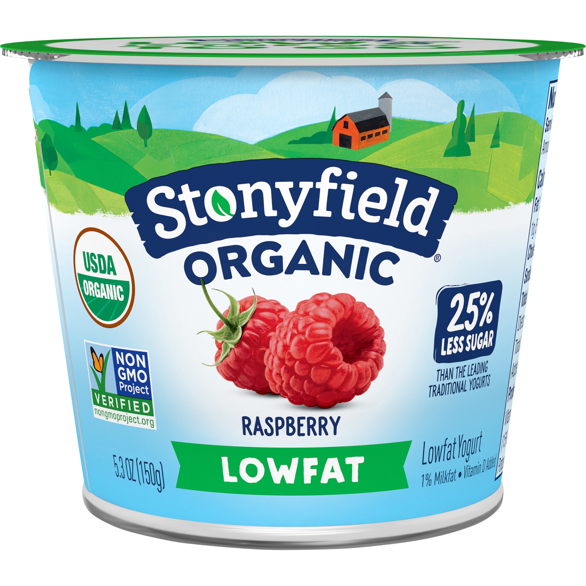 slide 1 of 2, Stonyfield Organic Lowfat Yogurt, Raspberry Cup, 6 oz