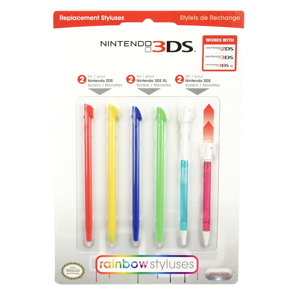 slide 1 of 1, Nintendo 3DS Rainbow Stylus Pack, 6 ct