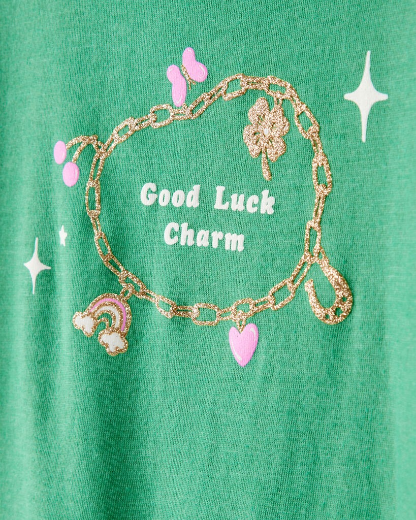 slide 2 of 3, Carter's Girls St. Patrick's Day Shamrock Long-Sleeve Graphic Tee - Green Green L, 1 ct