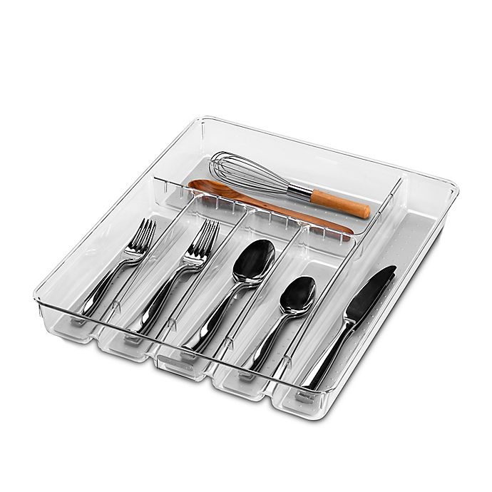 slide 2 of 5, madesmart Clear Collection 6-Compartment Large Silverware Tray, 1 ct