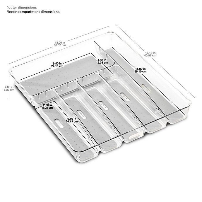 slide 4 of 5, madesmart Clear Collection 6-Compartment Large Silverware Tray, 1 ct