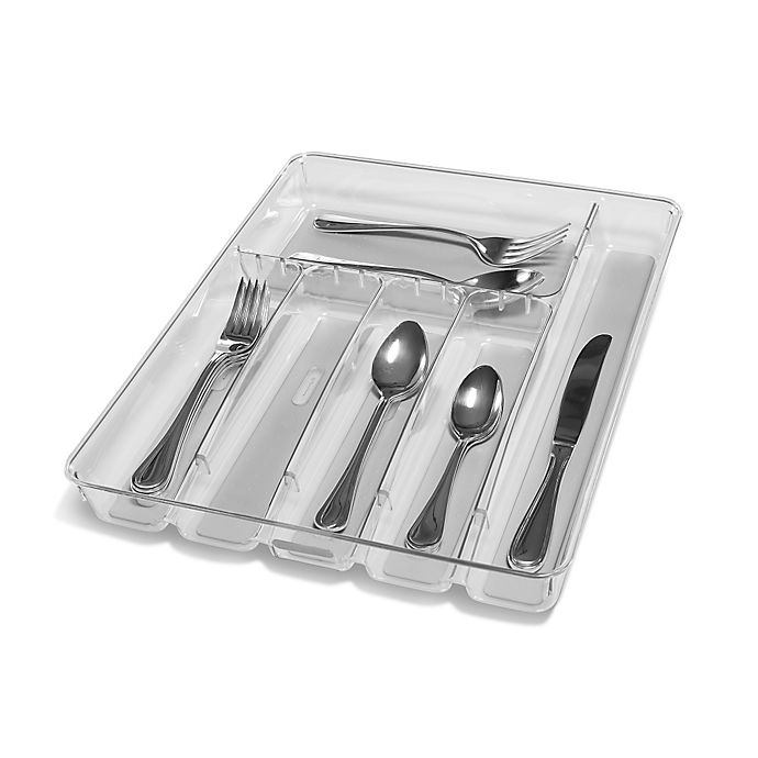 slide 1 of 5, madesmart Clear Collection 6-Compartment Large Silverware Tray, 1 ct