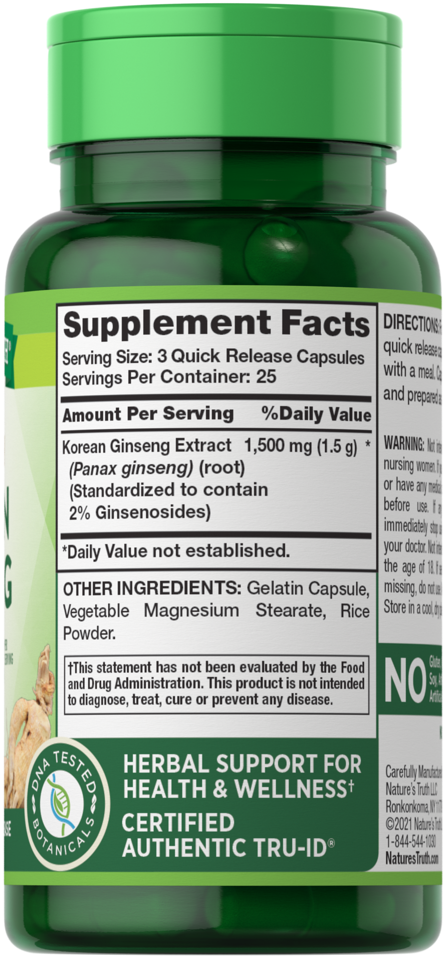 slide 2 of 4, Nature's Truth Standardized Korean Ginseng 500 mg, 75 ct