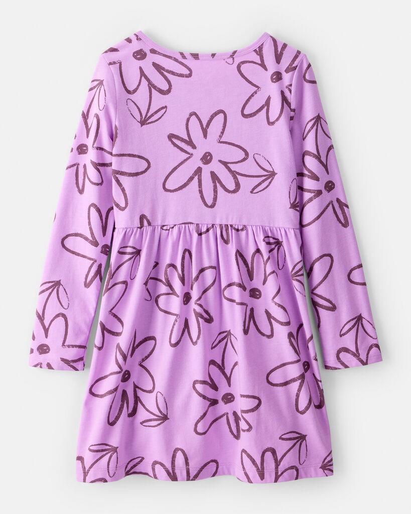 slide 3 of 3, Carter's Girls Floral Long-Sleeve Dress - Purple Purple 12, 1 ct