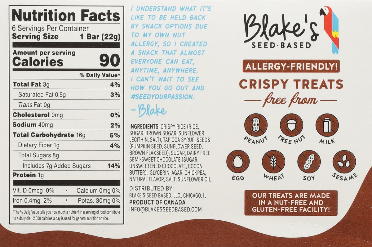 slide 10 of 13, Blake's Seed Based Chocolate Chip Crispy Treats 6 - 0.78 oz Treats, 6 ct