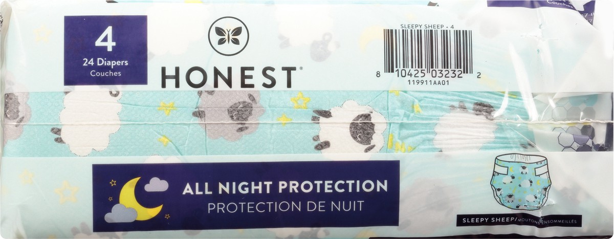 slide 9 of 9, Honest Sleepy Sheep Overnights Size 4 (22-37 lbs) Diapers 24 ea, size 4