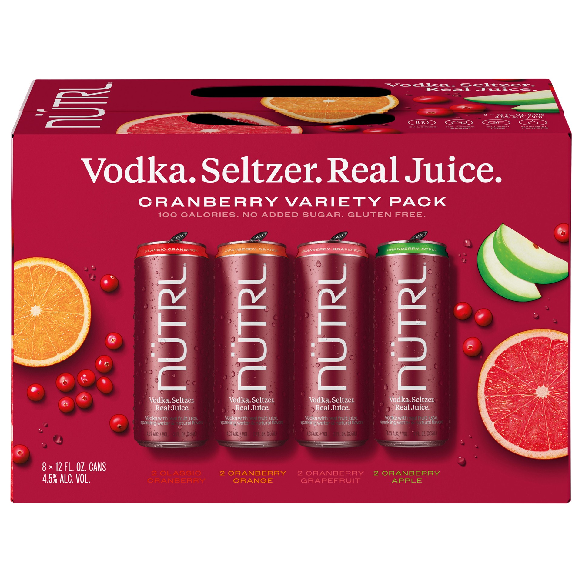 slide 4 of 6, Nutrl Cranberry Vodka Seltzer Variety Pack 8 - 12 fl oz Cans, 96 fl oz