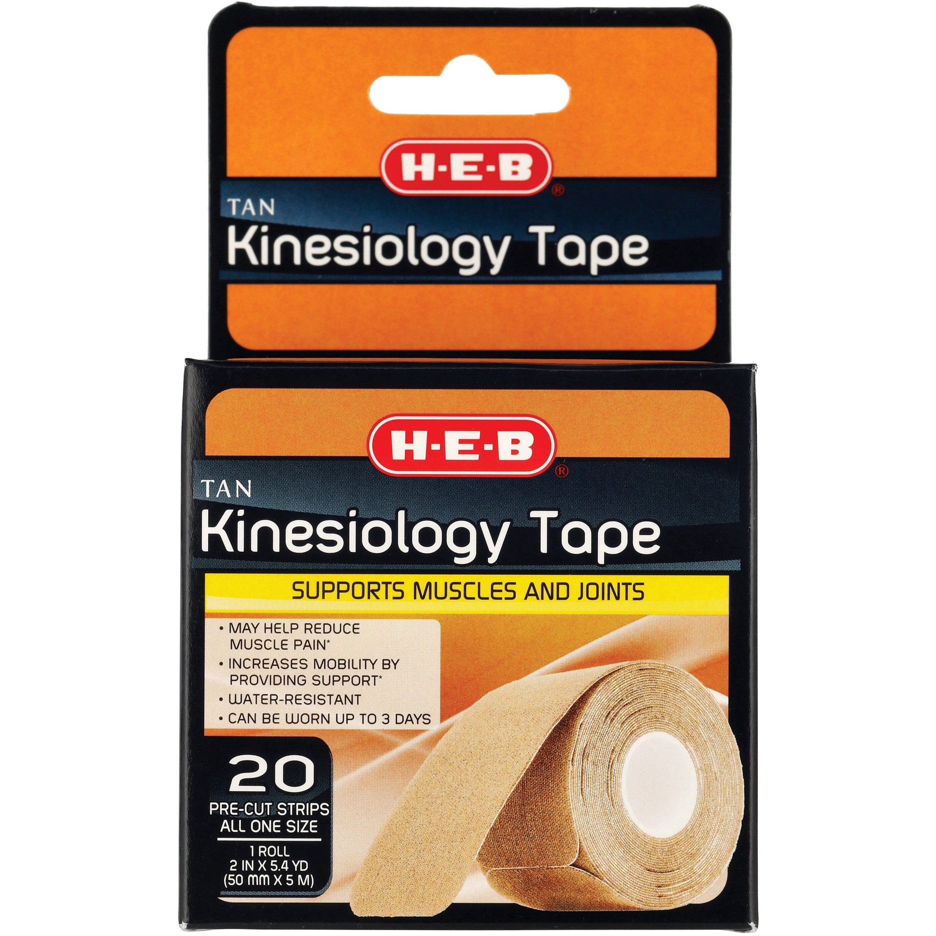 slide 1 of 1, H-E-B Kinesiology Tape - Tan, 20 ct