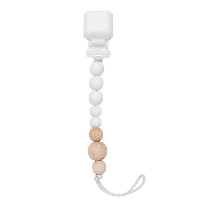 slide 1 of 4, Loulou Lollipop Soother Pacifier Clip - White, 1 ct