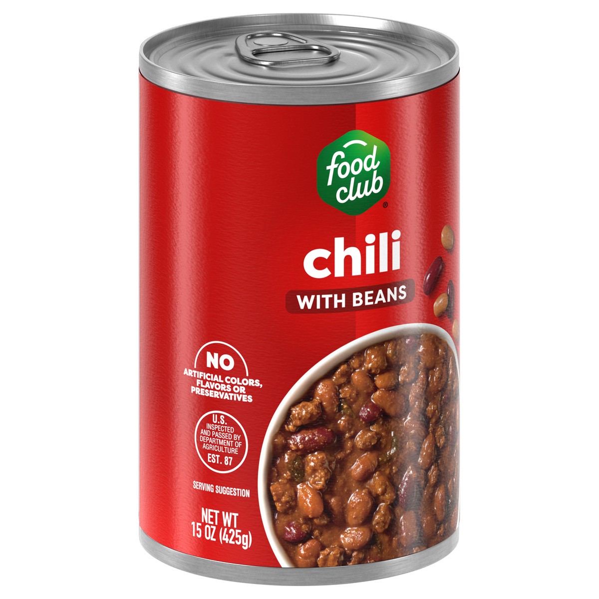 slide 4 of 4, Foodclub Chili W Beans Mld, 15 oz