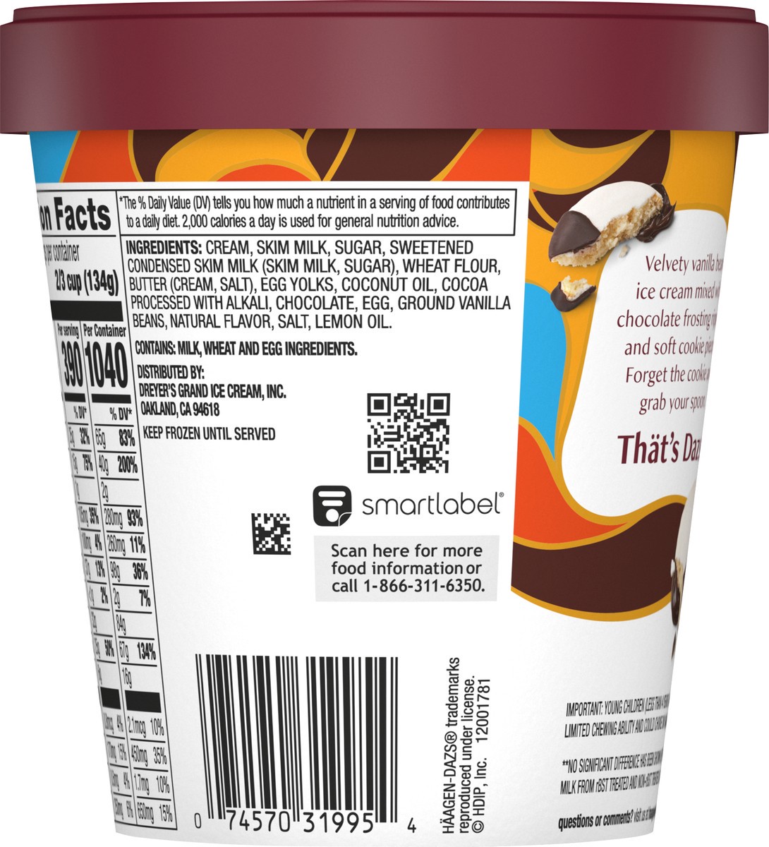 slide 8 of 9, Häagen-Dazs Ice Cream Black & White Cookie, 14 oz