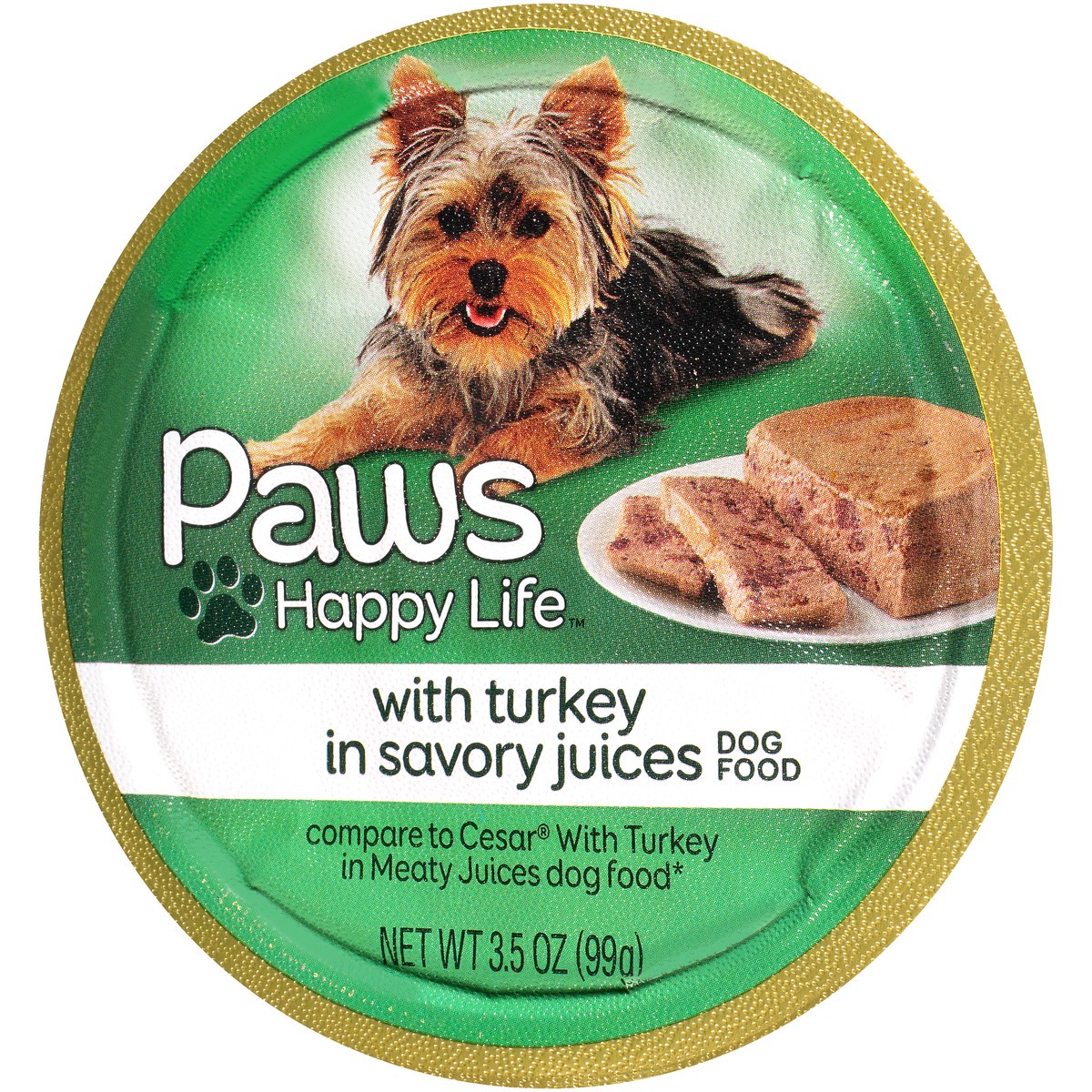 slide 3 of 12, Paws Happy Life Turkey In Savory Juices Dog Food, 3.5 oz