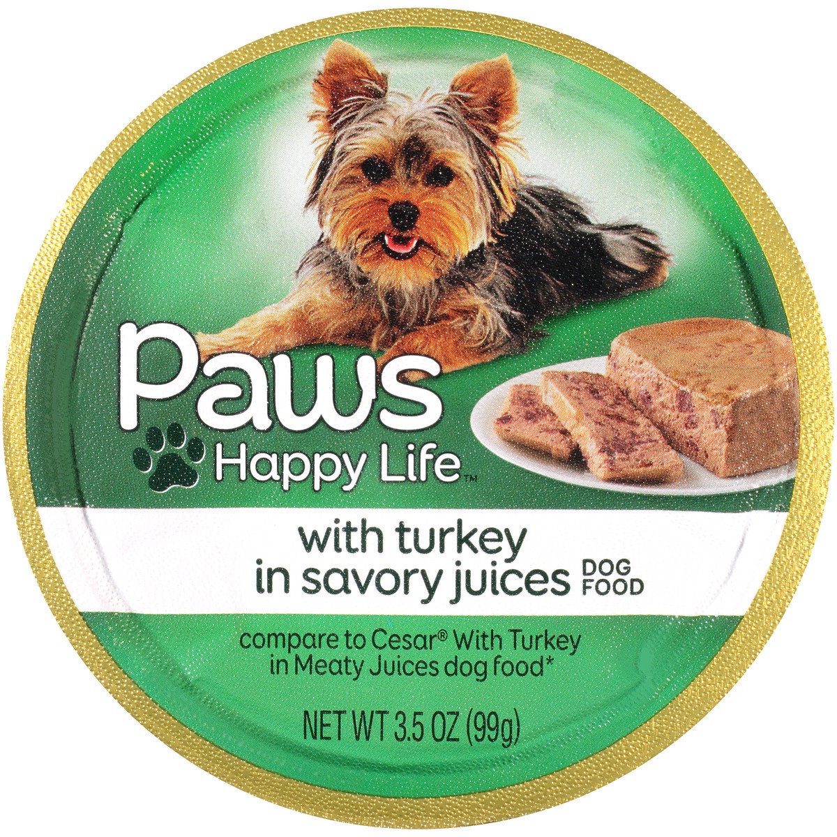 slide 1 of 12, Paws Happy Life Turkey In Savory Juices Dog Food, 3.5 oz