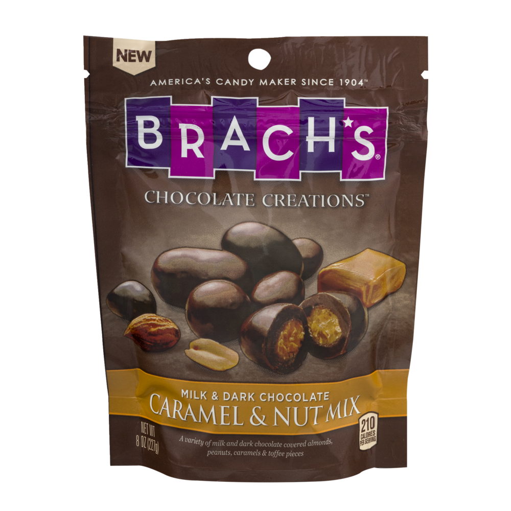 slide 1 of 1, Brach's Chocolate Creations Milk & Dark Chocolate Caramel & Nut Mix, 8 oz