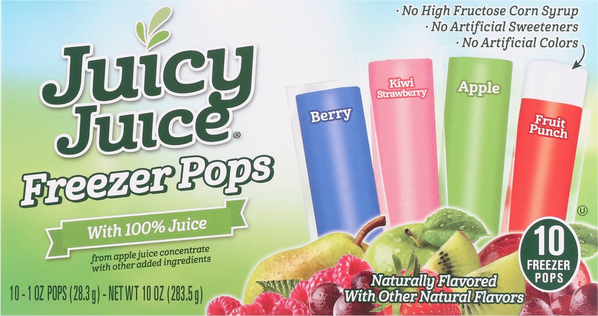 slide 12 of 13, Juicy Juice 10 Pack Berry/Kiwi Strawberry/Apple/Fruit Punch Freezer Pops 10 ea, 10 ct