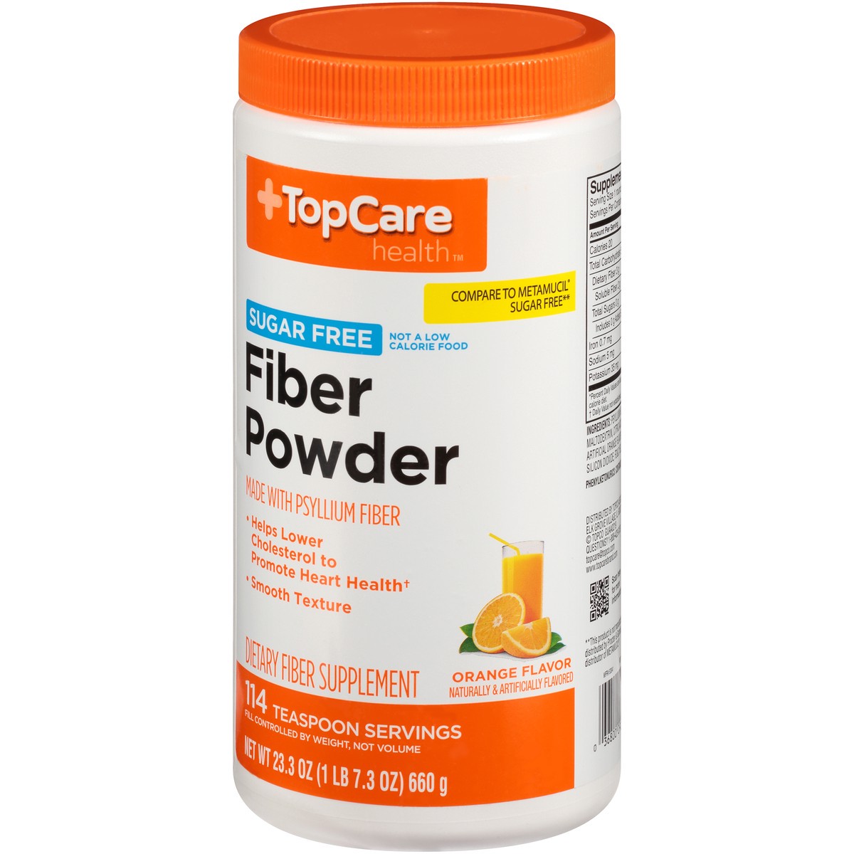 slide 6 of 9, TopCare TOP CARE Topcare Natural Fiber Powder, Sugar Free, Orange Flavor, 23.3 oz