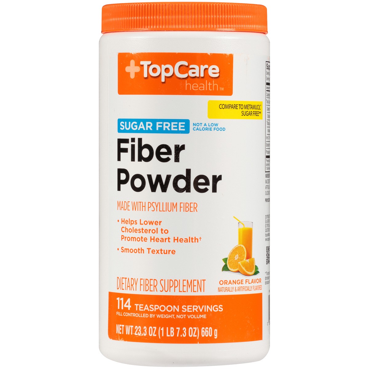 slide 7 of 9, TopCare TOP CARE Topcare Natural Fiber Powder, Sugar Free, Orange Flavor, 23.3 oz