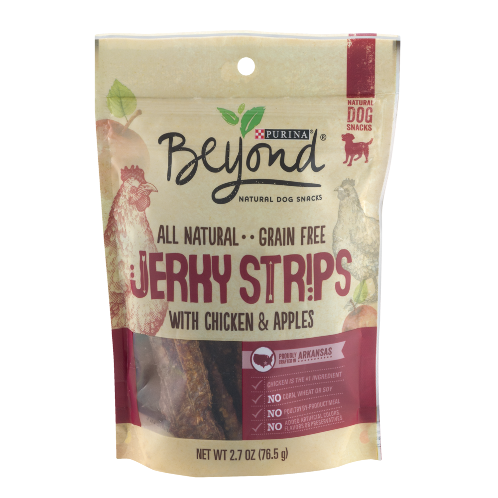 slide 1 of 1, Purina Beyond Natural Jerky Strips Dog Snacks Chicken Apple, 2.7 oz