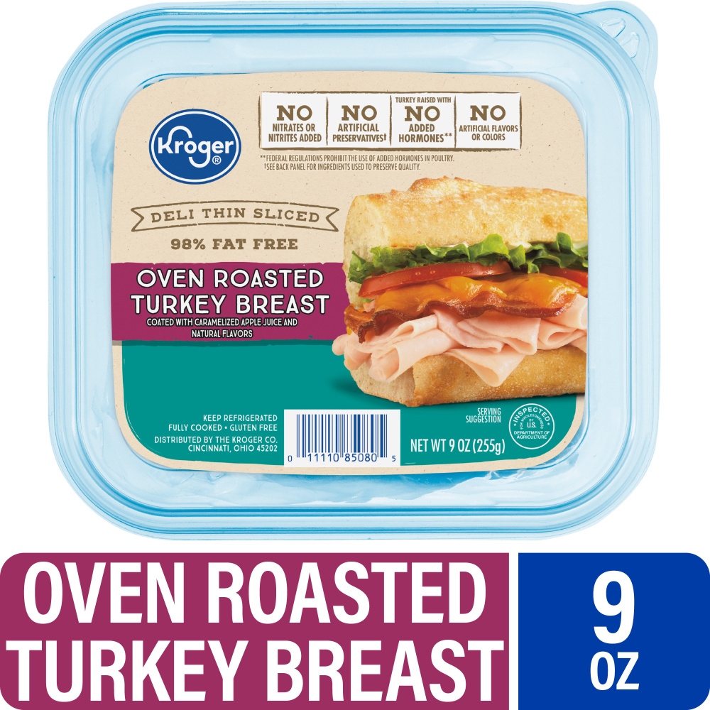slide 1 of 5, Kroger Deli Thin Sliced Oven Roasted Turkey Breast, 9 oz