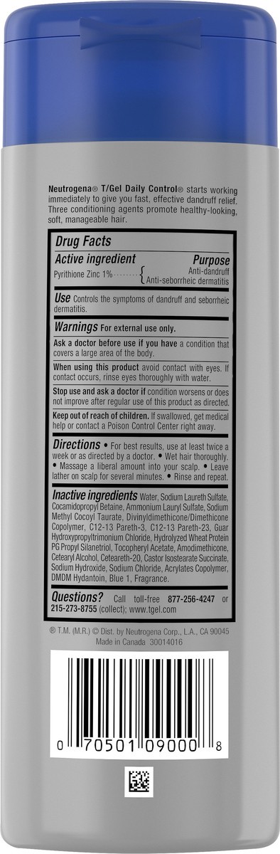 slide 8 of 9, T/Gel Daily Control 2-in-1 Anti-Dandruff Hair & Scalp Shampoo Plus Conditioner, Vitamin E & Pyrithione Zinc, Gentle Fast Acting Relief for Scalp Itching & Flaking, 8.5 fl. oz, 8.50 fl oz