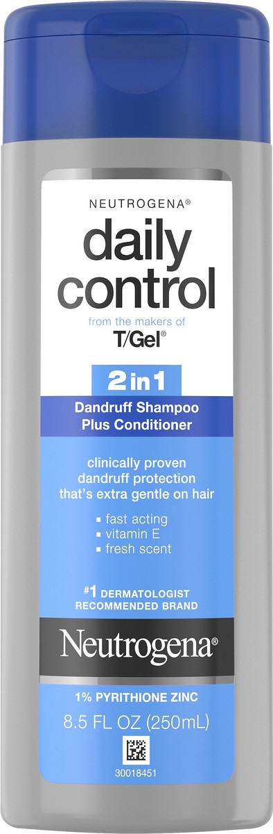 slide 5 of 9, T/Gel Daily Control 2-in-1 Anti-Dandruff Hair & Scalp Shampoo Plus Conditioner, Vitamin E & Pyrithione Zinc, Gentle Fast Acting Relief for Scalp Itching & Flaking, 8.5 fl. oz, 8.50 fl oz