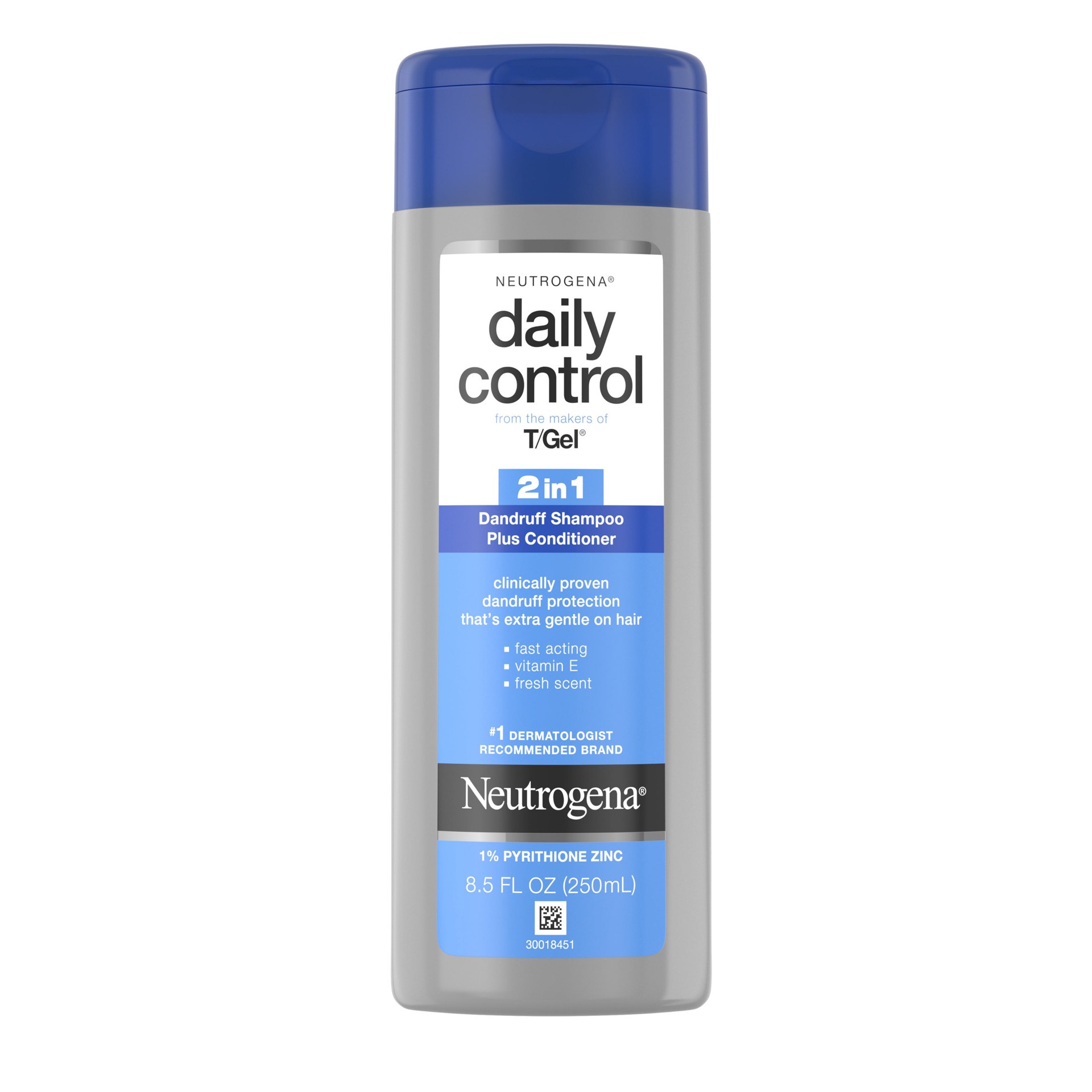 slide 1 of 9, T/Gel Daily Control 2-in-1 Anti-Dandruff Hair & Scalp Shampoo Plus Conditioner, Vitamin E & Pyrithione Zinc, Gentle Fast Acting Relief for Scalp Itching & Flaking, 8.5 fl. oz, 8.50 fl oz