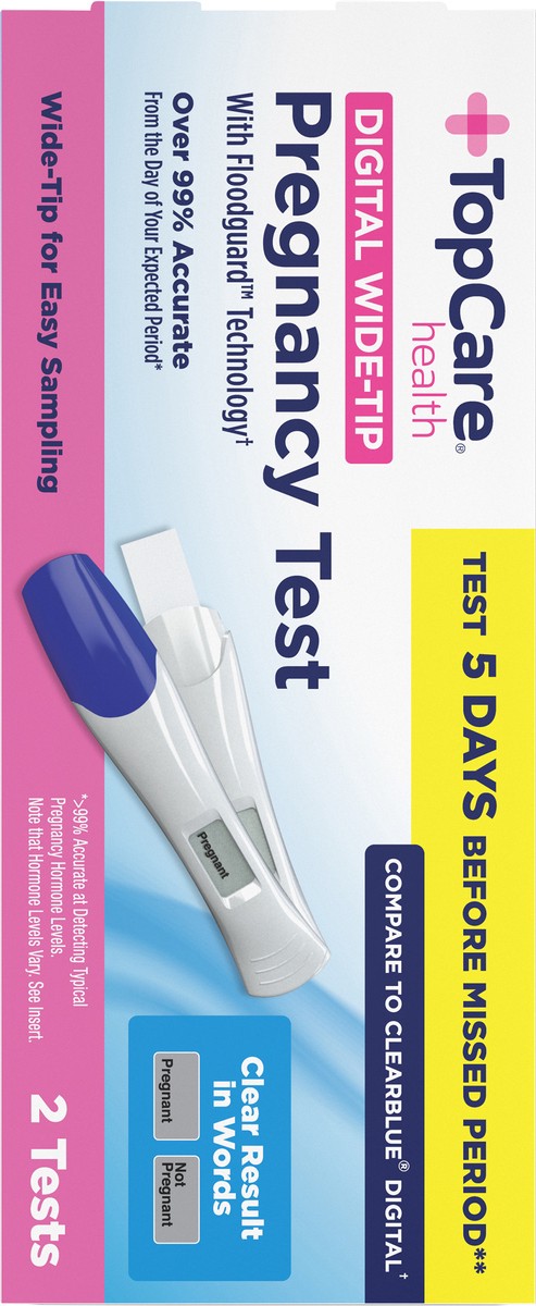 slide 7 of 12, TopCare Health Digital Wide-Tip Pregnancy Test 2 ea, 2 ct