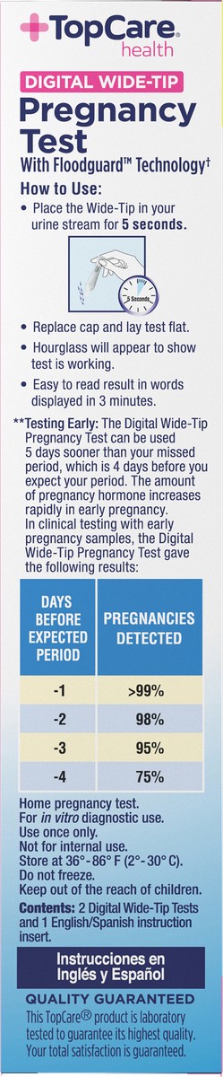 slide 4 of 12, TopCare Health Digital Wide-Tip Pregnancy Test 2 ea, 2 ct
