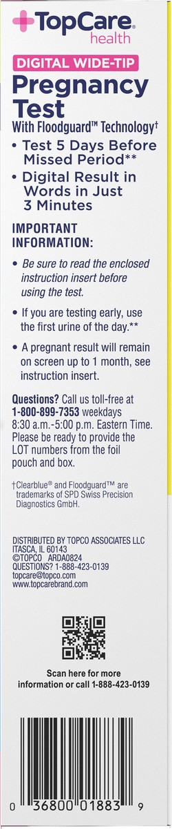 slide 3 of 12, TopCare Health Digital Wide-Tip Pregnancy Test 2 ea, 2 ct