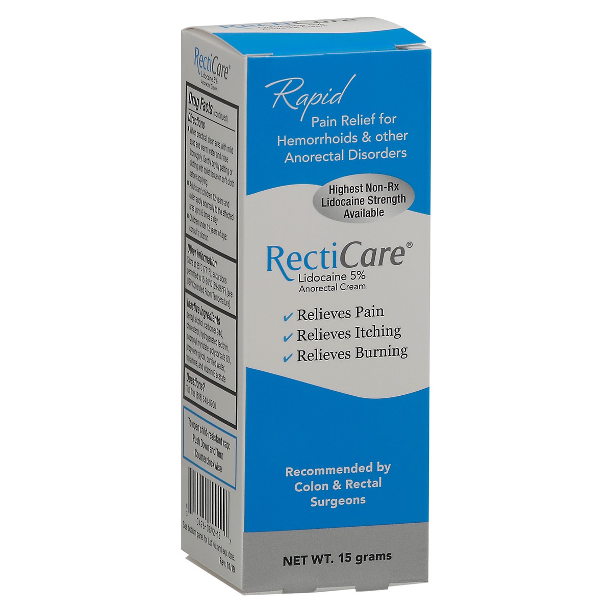 slide 12 of 12, Recticare Lidocaine 5% Anorectal Cream 15 g Box, 15 g