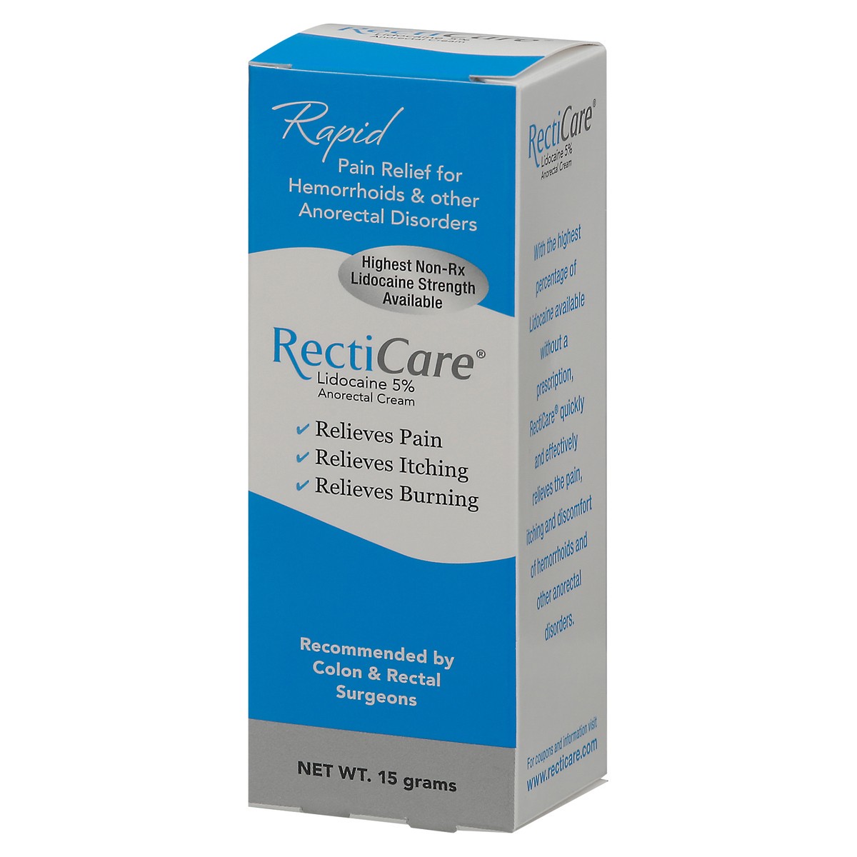 slide 7 of 12, Recticare Lidocaine 5% Anorectal Cream 15 g Box, 15 g