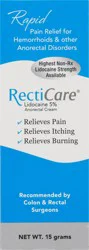 Recticare Lidocaine 5% Anorectal Cream 15 g Box