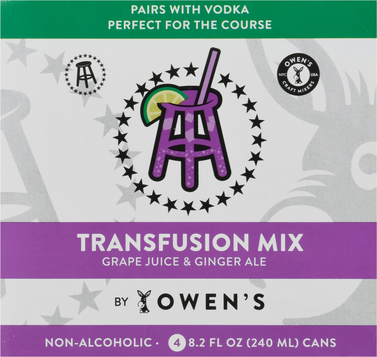 slide 13 of 14, Owens Craft Mixers Grape Juice & Ginger Ale Transfusion Mix - 4 ct, 240 ml, 4 ct