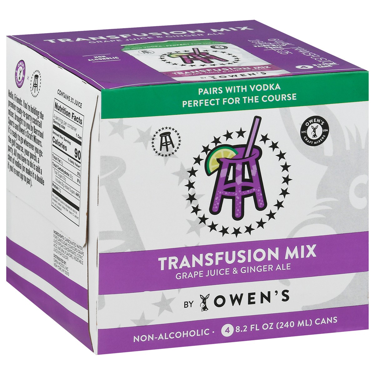 slide 6 of 14, Owens Craft Mixers Grape Juice & Ginger Ale Transfusion Mix - 4 ct, 240 ml, 4 ct