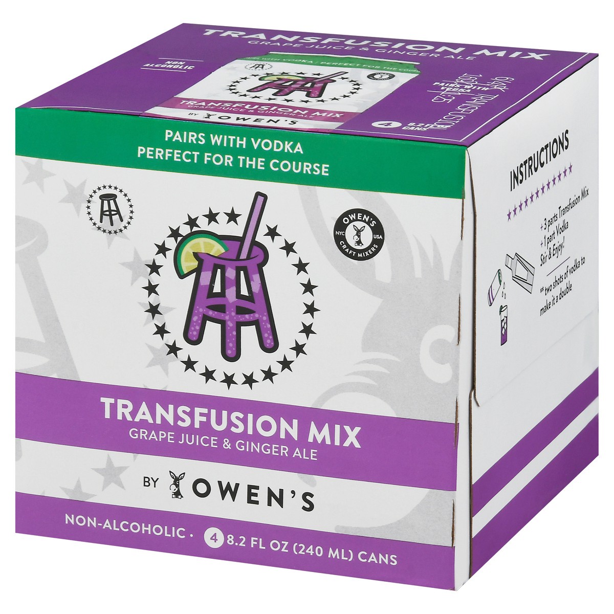 slide 2 of 14, Owens Craft Mixers Grape Juice & Ginger Ale Transfusion Mix - 4 ct, 240 ml, 4 ct