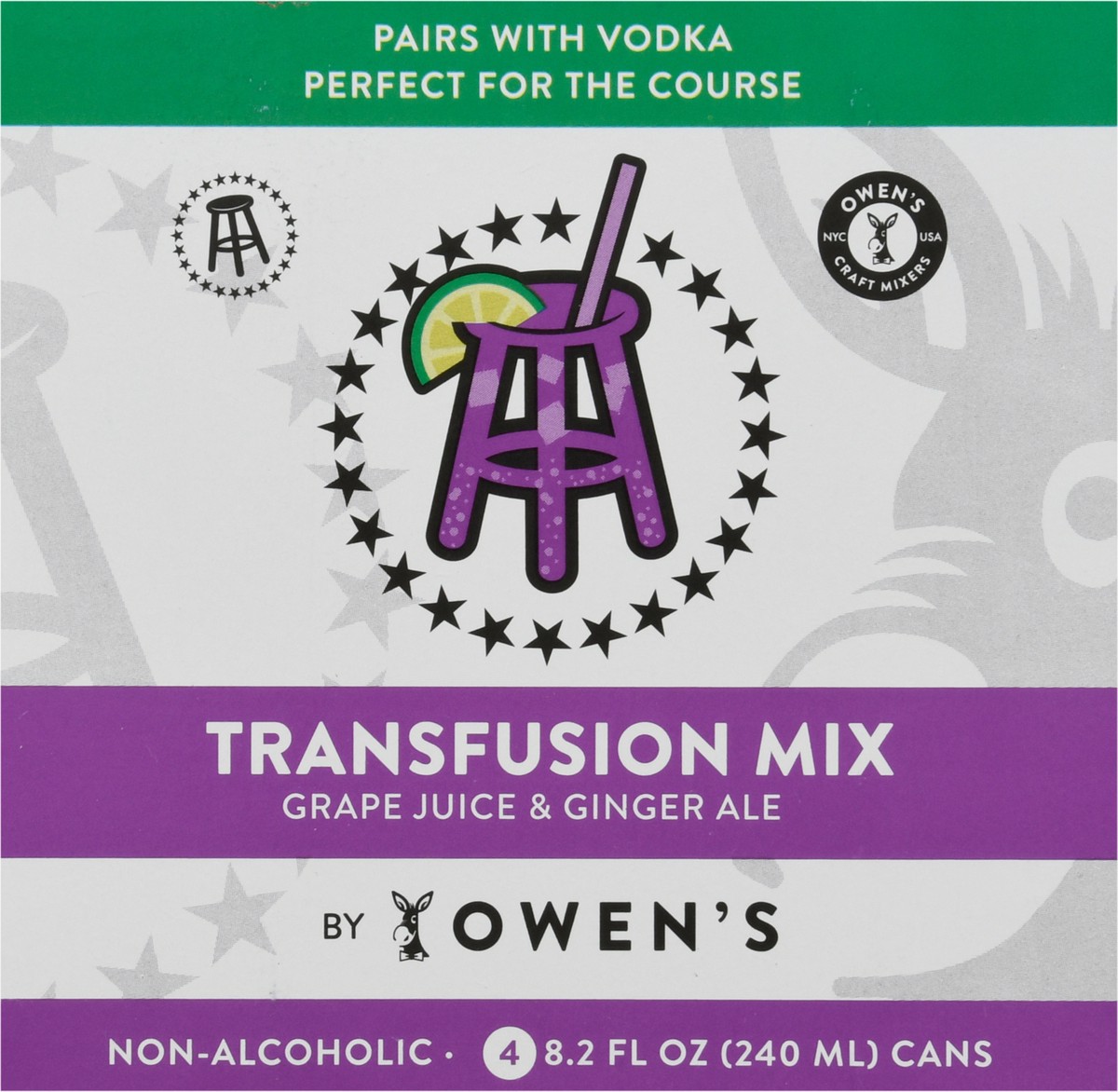 slide 10 of 14, Owens Craft Mixers Grape Juice & Ginger Ale Transfusion Mix - 4 ct, 240 ml, 4 ct