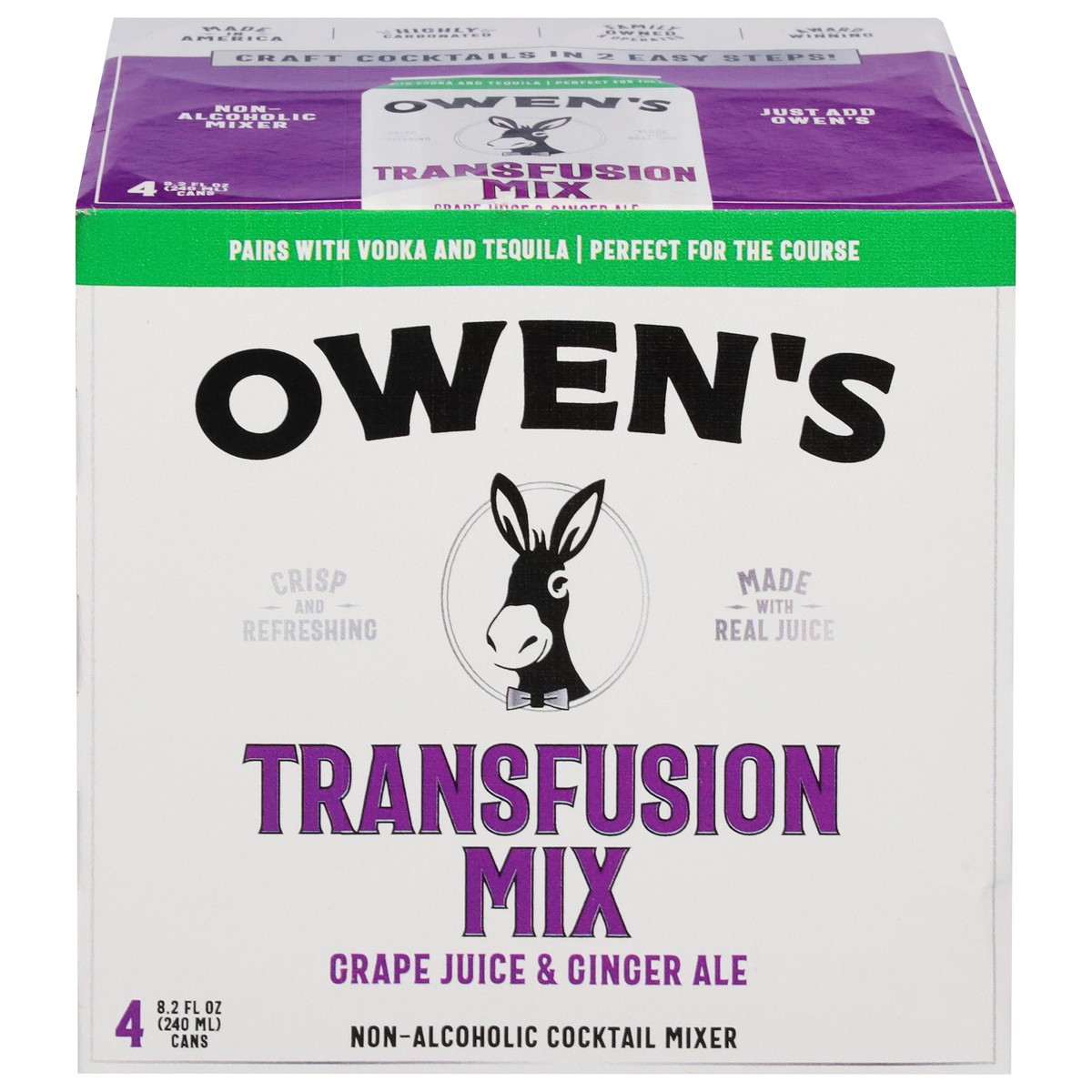 slide 1 of 14, Owen's Non-Alcoholic Transfusion Mix Cocktail Mixer 4 - 8.2 fl oz Cans, 4 ct