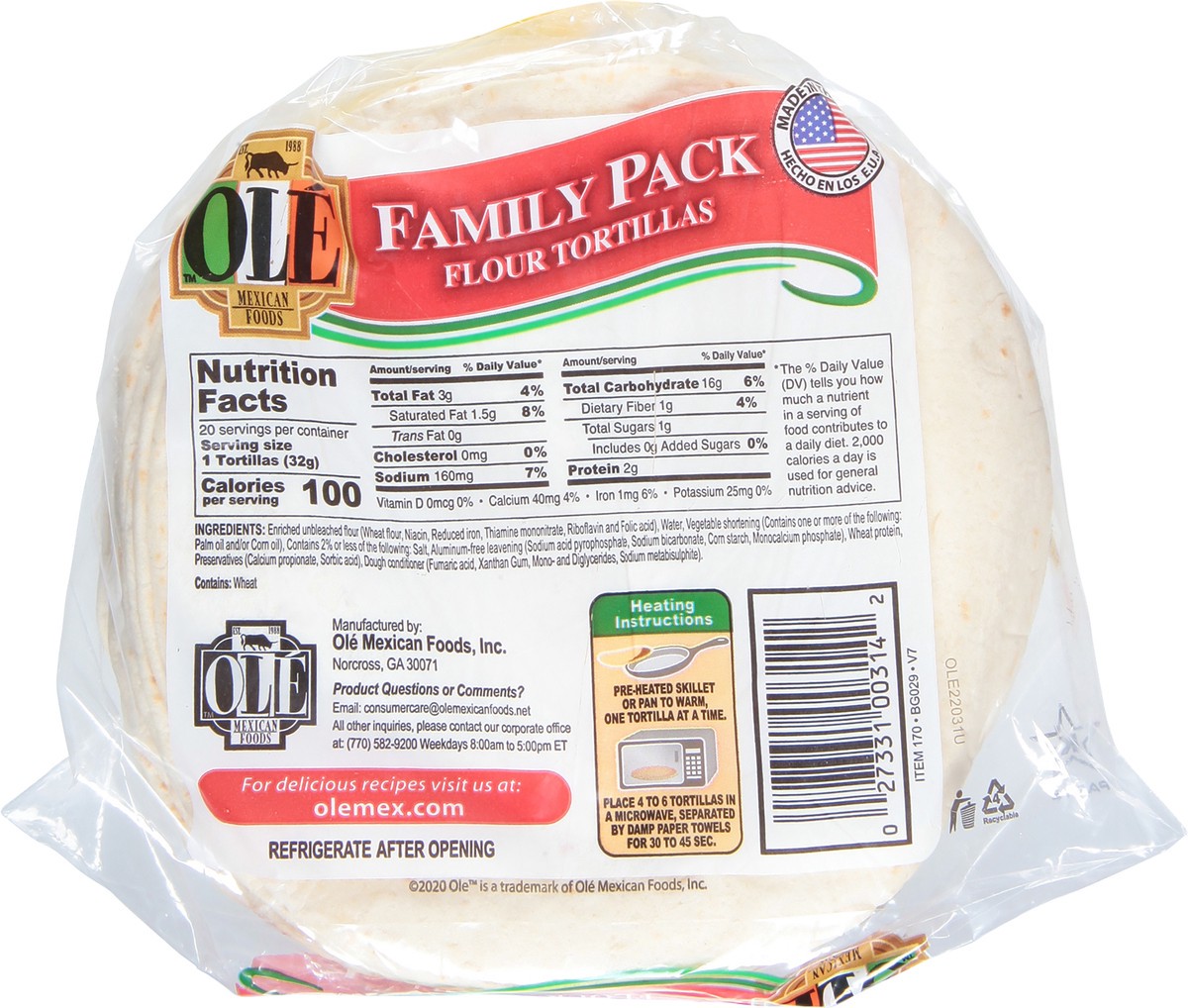 slide 5 of 9, Ole Flour Tortillas Family Pack 20 ea, 20 ct