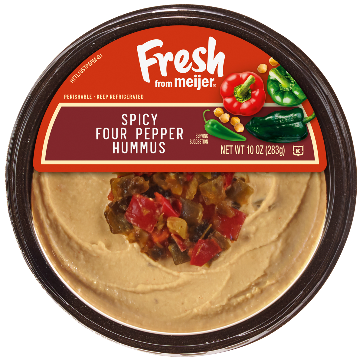 slide 1 of 9, Fresh from Meijer Spicy Four Pepper Hummus, 10 oz