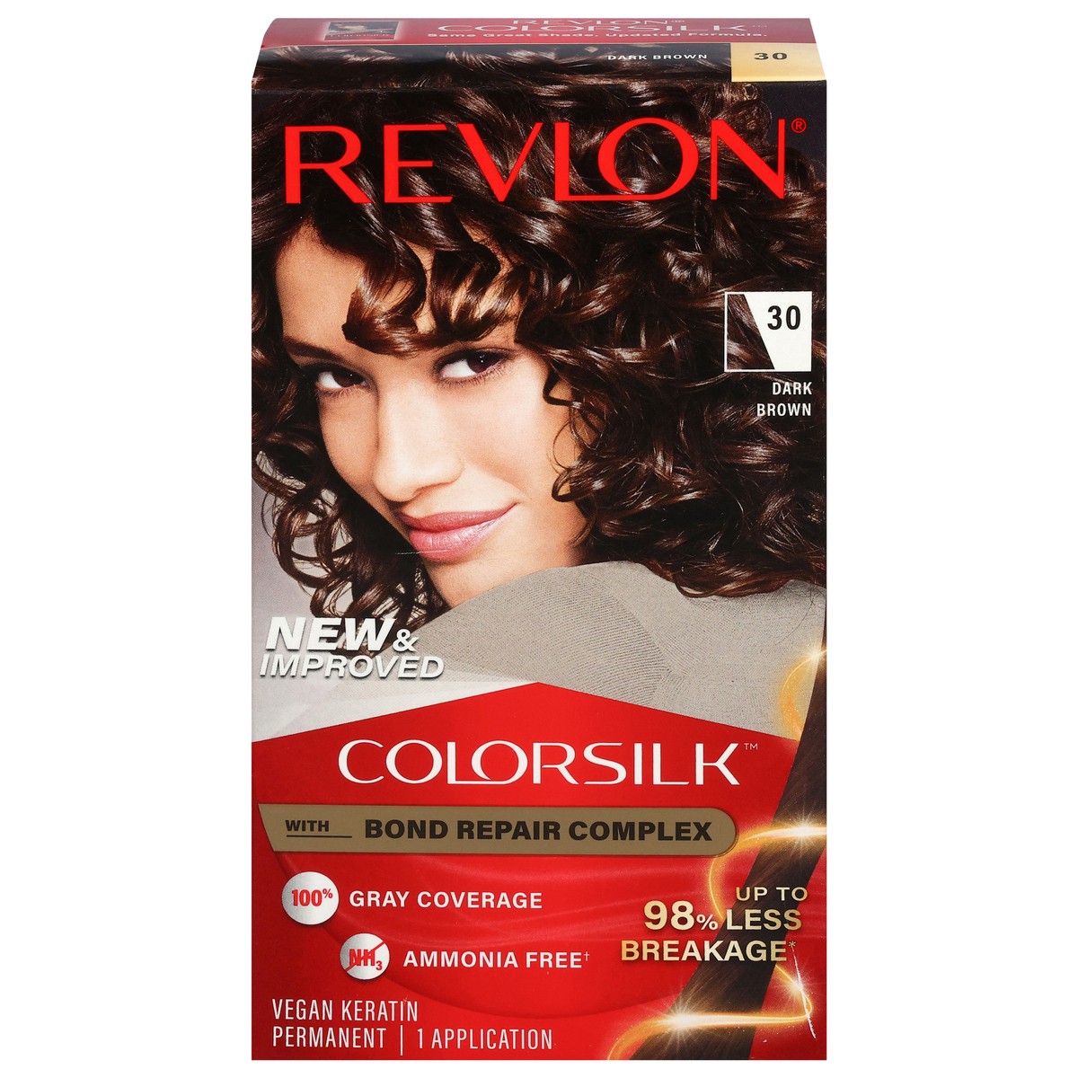 slide 1 of 9, Revlon Colorsilk 30 Dark Brown Vegan Keratin Permanent Hair Color 1 Each, 1 ct