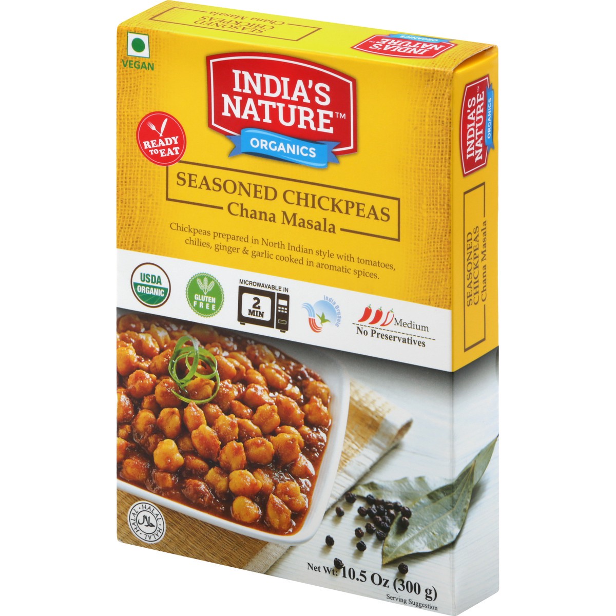 slide 3 of 10, India's Nature Organics Seasoned Chickpeas, 10.5 oz