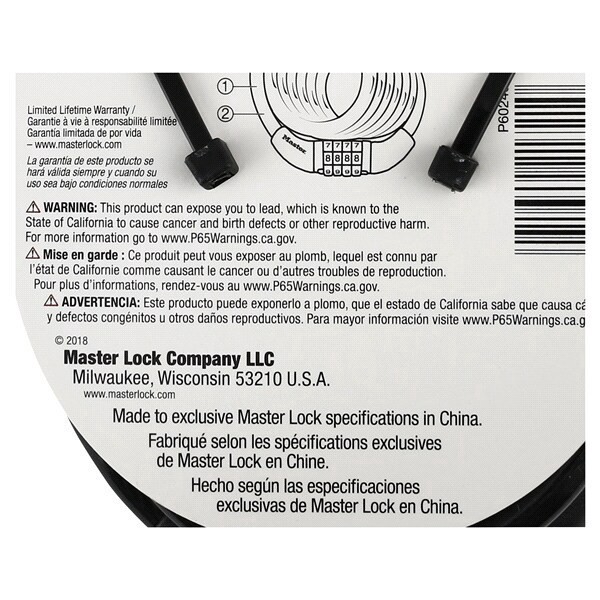 slide 4 of 5, Master Lock Cable Lock, Present Combination, 4 Feet, 1 ct